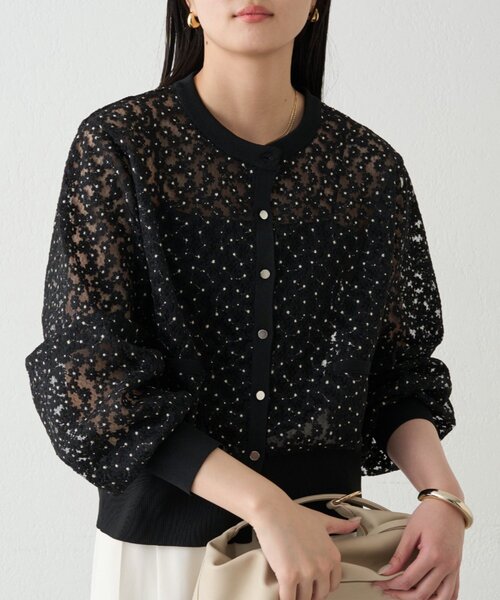 LOUNGEDRESS（ラウンジドレス）の「コクーンスリーブフラワーカーデ（カーディガン/ボレロ・レディース・オフホワイト/ブラック・FREE）」の19枚目の写真