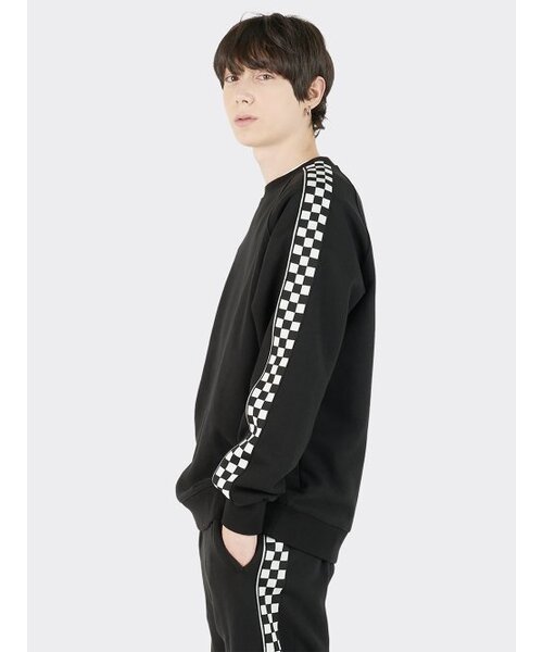 AOX(エーオーエックス)の「チェックラインレグランスウェット ブラック(スウェット・メンズ・ブラック・S/M/L)」の3枚目の写真