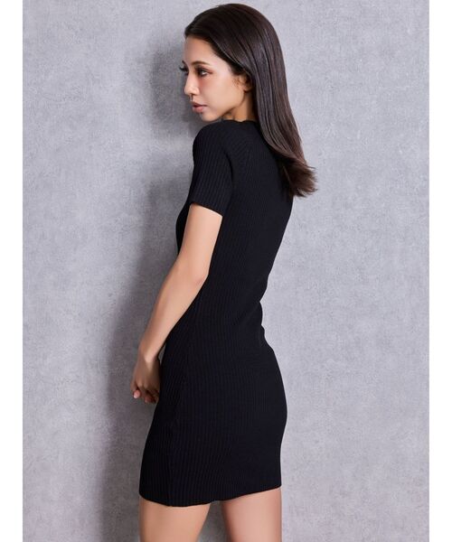 GYDA（ジェイダ）の「GG bijou MOLDハーフスリーブニットワンピース（ワンピース・レディース・ブラック/オフホワイト・FREE）」の4枚目の写真