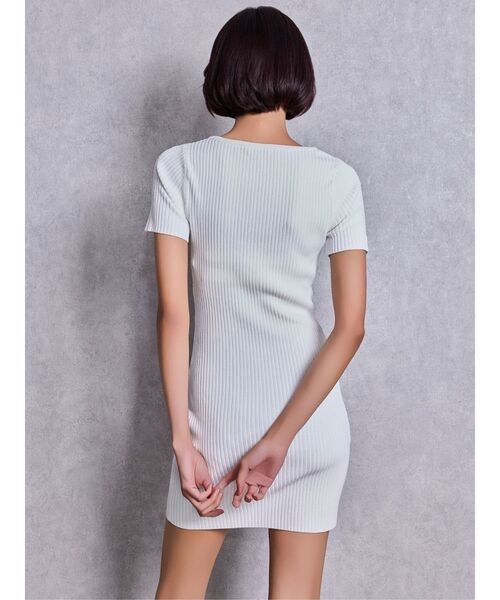 GYDA（ジェイダ）の「GG bijou MOLDハーフスリーブニットワンピース（ワンピース・レディース・ブラック/オフホワイト・FREE）」の9枚目の写真