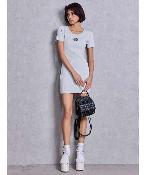 GYDA（ジェイダ）の「GG bijou MOLDハーフスリーブニットワンピース（ワンピース・レディース・ブラック/オフホワイト・FREE）」の11枚目の写真