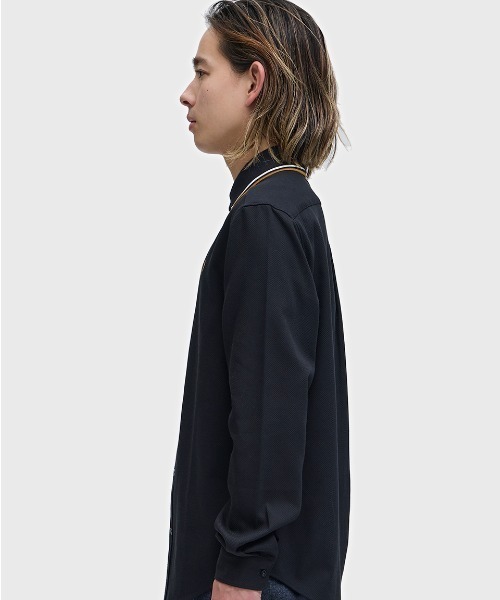 FRED PERRY（フレッドペリー）の「Polo Collar Woven Pique Shirt／ポロカラーウーブンピケシャツ（シャツ/ブラウス・メンズ・ホワイト/ブラック・S/M/L）」の15枚目の写真
