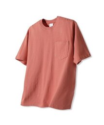 ベーシッククルーネックポケット半袖Tシャツインディピンク