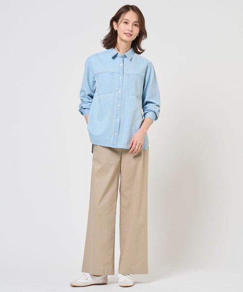 J.PRESS（ジェイプレス）の「【冷房対策に】コットンリネン 7oz デニム シャツ（シャツ/ブラウス・レディース・ダルブルー系・T15/T13）」の7枚目の写真