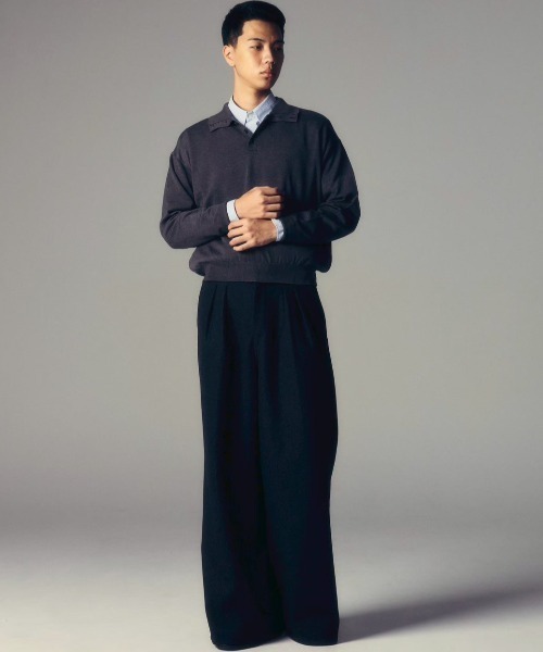 CS】two tuck wool wide trousers / 【シーエス】ツータックウール
