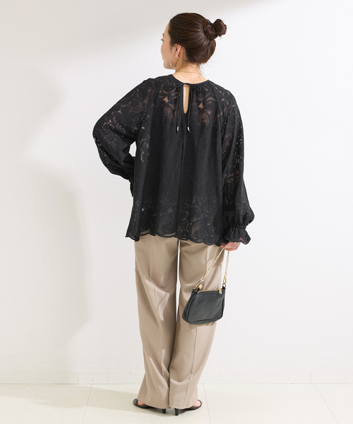 B.C STOCK(ベーセーストック)の「手洗い可 / レースチュニック(シャツ/ブラウス・レディース・ホワイト/ブラック・FREE)」の5枚目の写真
