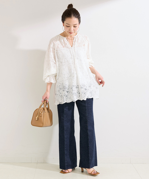 B.C STOCK(ベーセーストック)の「手洗い可 / レースチュニック(シャツ/ブラウス・レディース・ホワイト/ブラック・FREE)」の12枚目の写真