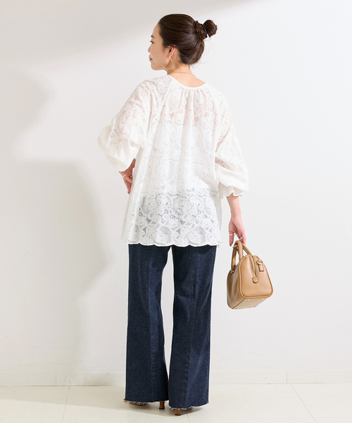 B.C STOCK(ベーセーストック)の「手洗い可 / レースチュニック(シャツ/ブラウス・レディース・ホワイト/ブラック・FREE)」の15枚目の写真