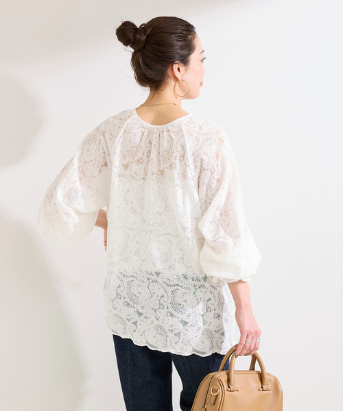 B.C STOCK(ベーセーストック)の「手洗い可 / レースチュニック(シャツ/ブラウス・レディース・ホワイト/ブラック・FREE)」の18枚目の写真