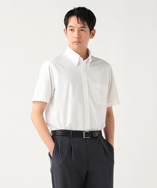 BEAMS HEART(ビームスハート)の「【7/9値下げ】トリコット イージーケア ショートスリーブ ボタンダウンシャツ【クールビズ】(シャツ/ブラウス・メンズ・ホワイト/ブルー/サックスブルー・X-LARGE/SMALL/MEDIUM/LARGE)」の2枚目の写真