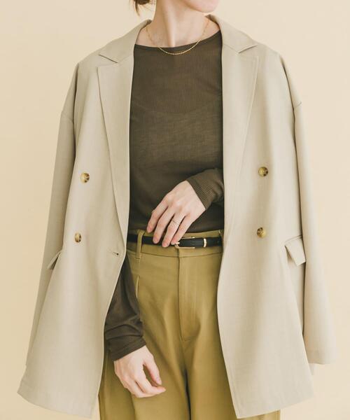 ITEMS URBANRESEARCH(アイテムズ アーバンリサーチ)の「シアーリブロングTシャツ(Tシャツ/カットソー・レディース・ミント/ブラウン/ホワイト・FREE)」の1枚目の写真