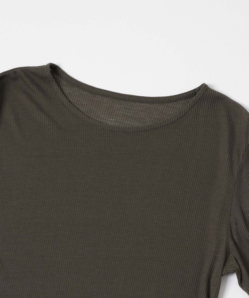 ITEMS URBANRESEARCH（アイテムズ アーバンリサーチ）の「シアーリブロングTシャツ（Tシャツ/カットソー・レディース・ミント/ブラウン/ホワイト・FREE）」の17枚目の写真