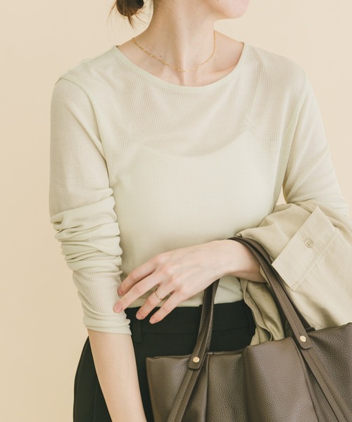 ITEMS URBANRESEARCH（アイテムズ アーバンリサーチ）の「シアーリブロングTシャツ（Tシャツ/カットソー・レディース・ミント/ブラウン/ホワイト・FREE）」の18枚目の写真