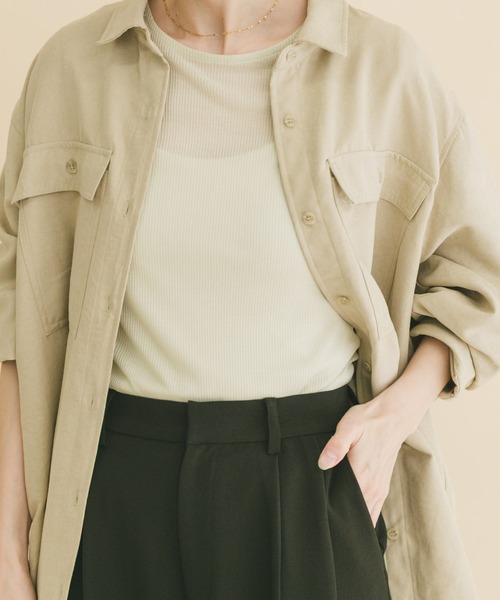 ITEMS URBANRESEARCH（アイテムズ アーバンリサーチ）の「シアーリブロングTシャツ（Tシャツ/カットソー・レディース・ミント/ブラウン/ホワイト・FREE）」の20枚目の写真