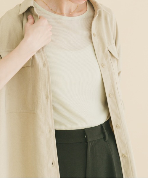 ITEMS URBANRESEARCH（アイテムズ アーバンリサーチ）の「シアーリブロングTシャツ（Tシャツ/カットソー・レディース・ミント/ブラウン/ホワイト・FREE）」の21枚目の写真