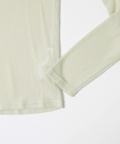 ITEMS URBANRESEARCH（アイテムズ アーバンリサーチ）の「シアーリブロングTシャツ（Tシャツ/カットソー・レディース・ミント/ブラウン/ホワイト・FREE）」の5枚目の写真