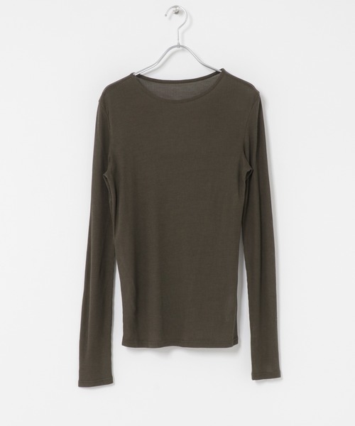 ITEMS URBANRESEARCH（アイテムズ アーバンリサーチ）の「シアーリブロングTシャツ（Tシャツ/カットソー・レディース・ミント/ブラウン/ホワイト・FREE）」の16枚目の写真