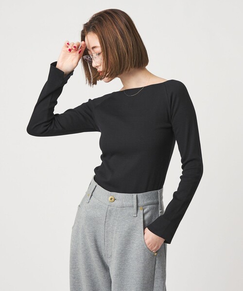 conte（コンテ）の「＜conte＞ボートネック ラグランスリーブカットソー（Tシャツ/カットソー・レディース・ブラック/ダークブラウン/ホワイト・FREE）」の4枚目の写真