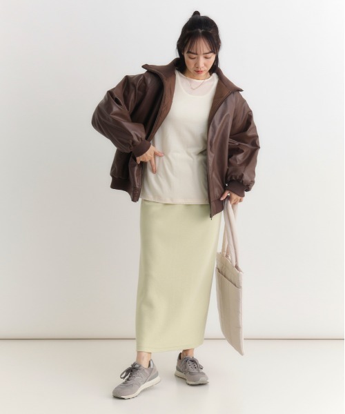 Right-on（ライトオン）の「【HONEYSUCKLE ROSE】フェイクレザーブルゾン (リブネック / ブラック×ブラウン / 大人カジュアル)（ブルゾン・レディース・ブラウン/ブラック・S/M/L）」の8枚目の写真