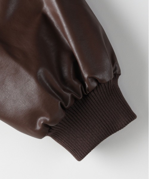 Right-on（ライトオン）の「【HONEYSUCKLE ROSE】フェイクレザーブルゾン (リブネック / ブラック×ブラウン / 大人カジュアル)（ブルゾン・レディース・ブラウン/ブラック・S/M/L）」の20枚目の写真