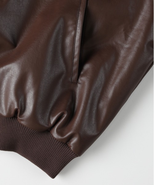 Right-on（ライトオン）の「【HONEYSUCKLE ROSE】フェイクレザーブルゾン (リブネック / ブラック×ブラウン / 大人カジュアル)（ブルゾン・レディース・ブラウン/ブラック・S/M/L）」の21枚目の写真