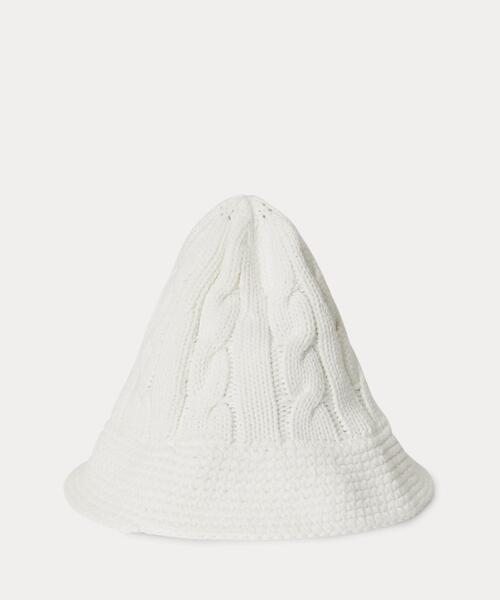 POLO RALPH LAUREN(ポロ ラルフ ローレン)の「ケーブルニット コットン バケット ハット(ハット・レディース・ホワイト・ONE)」の2枚目の写真
