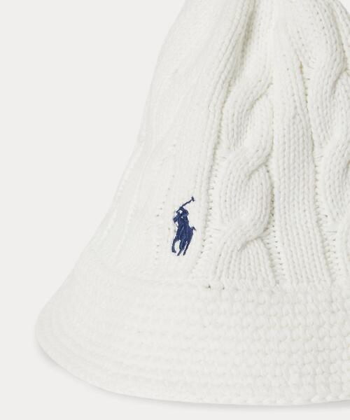 POLO RALPH LAUREN(ポロ ラルフ ローレン)の「ケーブルニット コットン バケット ハット(ハット・レディース・ホワイト・ONE)」の3枚目の写真