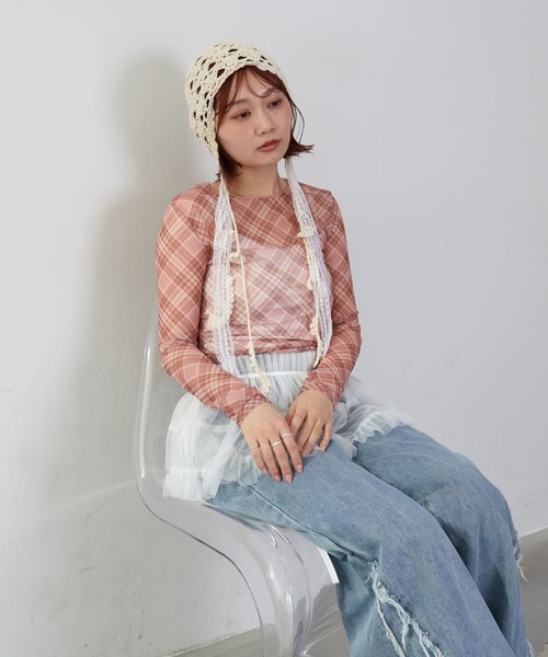 mul.(ムル)の「チェックシアーカットソー(Tシャツ/カットソー・レディース・ピンク/ブルー・FREE)」の12枚目の写真
