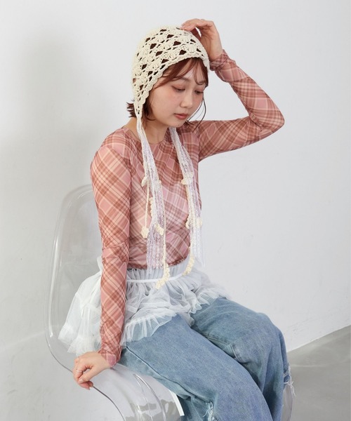 mul.(ムル)の「チェックシアーカットソー(Tシャツ/カットソー・レディース・ピンク/ブルー・FREE)」の10枚目の写真