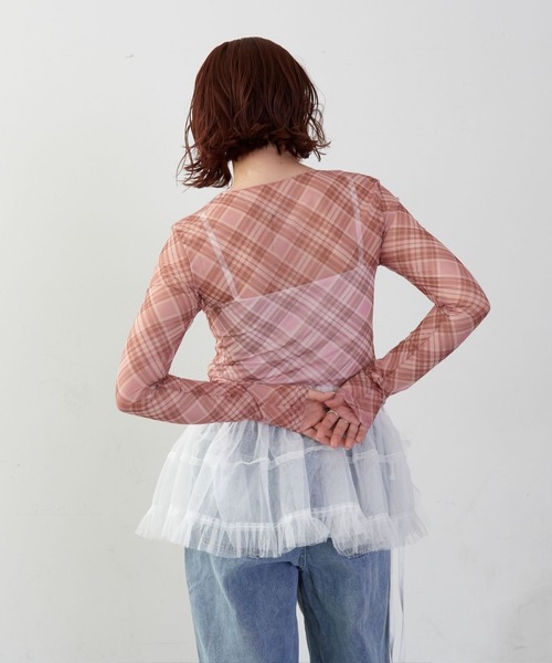 mul.(ムル)の「チェックシアーカットソー(Tシャツ/カットソー・レディース・ピンク/ブルー・FREE)」の7枚目の写真