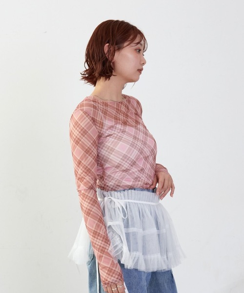 mul.(ムル)の「チェックシアーカットソー(Tシャツ/カットソー・レディース・ピンク/ブルー・FREE)」の8枚目の写真