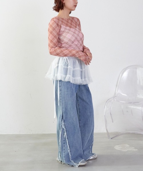 mul.(ムル)の「チェックシアーカットソー(Tシャツ/カットソー・レディース・ピンク/ブルー・FREE)」の14枚目の写真