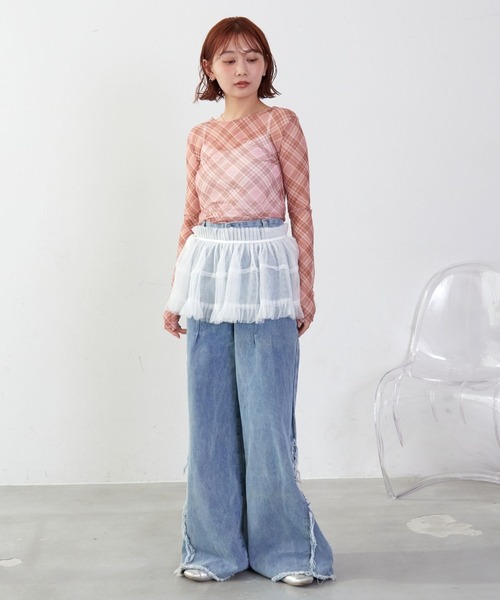mul.(ムル)の「チェックシアーカットソー(Tシャツ/カットソー・レディース・ピンク/ブルー・FREE)」の15枚目の写真