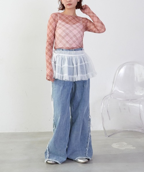 mul.(ムル)の「チェックシアーカットソー(Tシャツ/カットソー・レディース・ピンク/ブルー・FREE)」の16枚目の写真