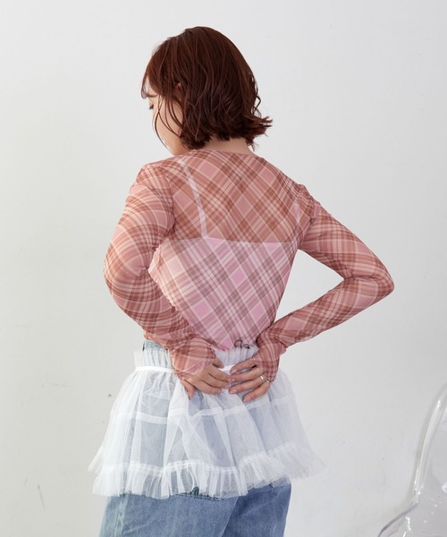 mul.(ムル)の「チェックシアーカットソー(Tシャツ/カットソー・レディース・ピンク/ブルー・FREE)」の6枚目の写真