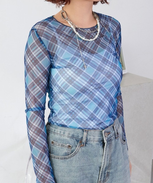 mul.(ムル)の「チェックシアーカットソー(Tシャツ/カットソー・レディース・ピンク/ブルー・FREE)」の21枚目の写真