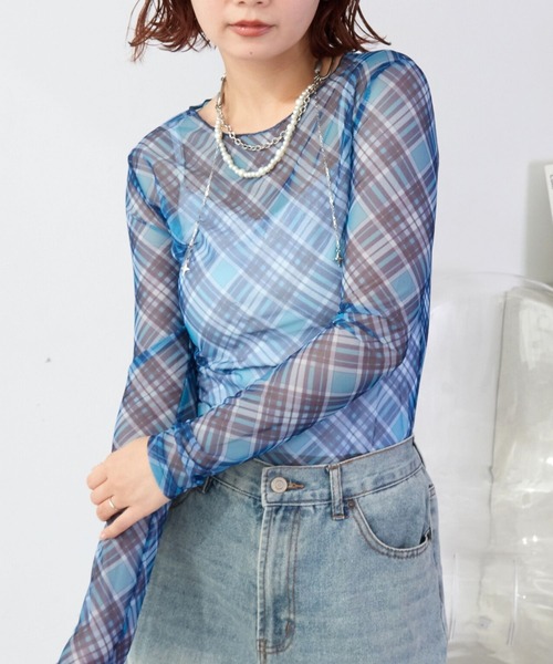 mul.(ムル)の「チェックシアーカットソー(Tシャツ/カットソー・レディース・ピンク/ブルー・FREE)」の20枚目の写真