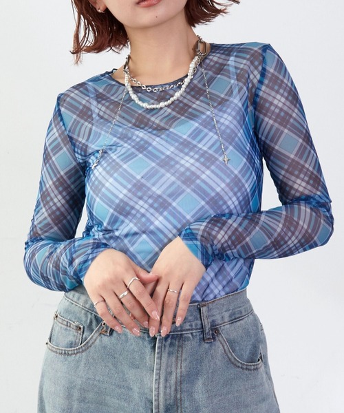 mul.(ムル)の「チェックシアーカットソー(Tシャツ/カットソー・レディース・ピンク/ブルー・FREE)」の17枚目の写真