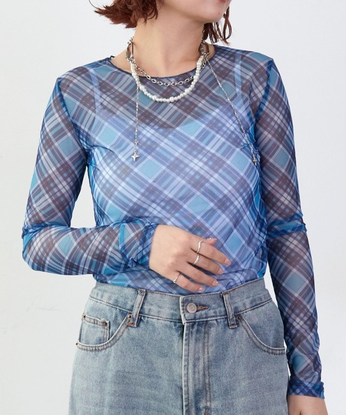 mul.(ムル)の「チェックシアーカットソー(Tシャツ/カットソー・レディース・ピンク/ブルー・FREE)」の19枚目の写真