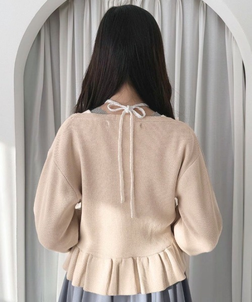 an another angelus（アンアナザーアンジェラス）の「ローズ刺繍ペプラムニットカーディガン（カーディガン/ボレロ・レディース・ピンクベージュ/ミント・FREE）」の9枚目の写真