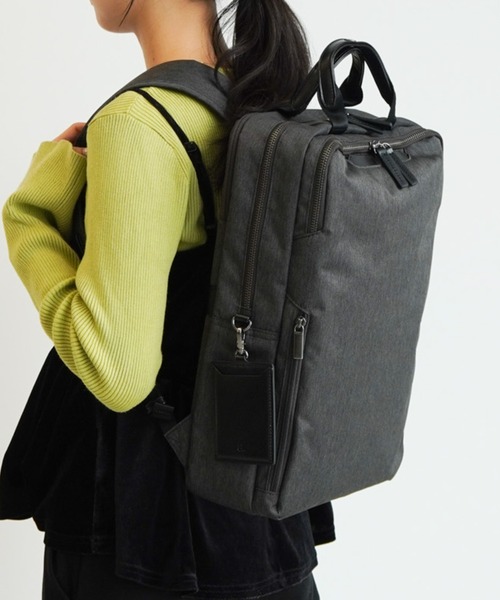 ace.（エース）の「ビジネスリュック フィッテムヘザー 15L A4サイズ 14インチPC メランジ素材 20112（ビジネスバッグ・レディース・グレー/ブラック・FREE）」の2枚目の写真