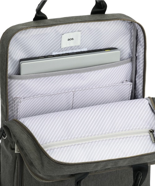 ace.（エース）の「ビジネスリュック フィッテムヘザー 15L A4サイズ 14インチPC メランジ素材 20112（ビジネスバッグ・レディース・グレー/ブラック・FREE）」の11枚目の写真
