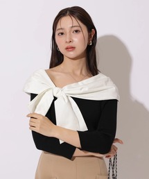 リボンラップペプラムニット（ニット/セーター）｜Apuweiser-riche