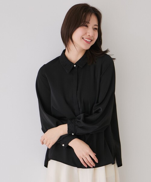 Jayro（ジャイロ）の「レース使いブラウス（シャツ/ブラウス・レディース・ベージュ/ホワイト系その他/ブラック・M）」の5枚目の写真