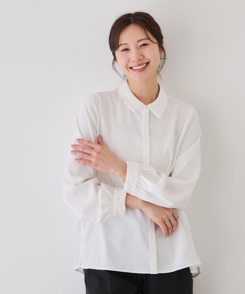 Jayro（ジャイロ）の「レース使いブラウス（シャツ/ブラウス・レディース・ベージュ/ホワイト系その他/ブラック・M）」の12枚目の写真