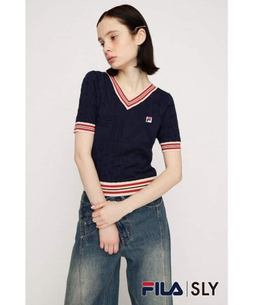 FILA x SLY CABLE KNIT TOPS フィラスライケーブルニットトップス 春服 FILA x SLY CABLE KNIT TOPS フィラスライケーブルニットトップス 春服