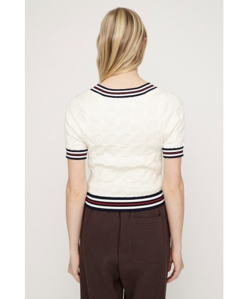 SLY(スライ)の「FILA x SLY CABLE KNIT TOPS フィラスライケーブルニットトップス 春服 夏服(ニット/セーター・レディース・ブラック/ネイビー/アイボリー・FREE)」の8枚目の写真