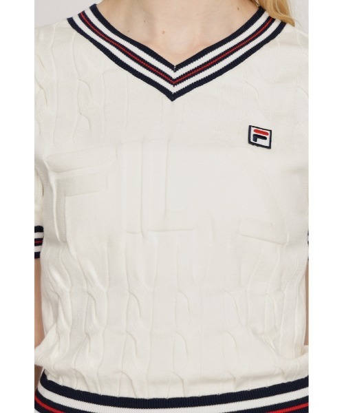 SLY(スライ)の「FILA x SLY CABLE KNIT TOPS フィラスライケーブルニットトップス 春服 夏服(ニット/セーター・レディース・ブラック/ネイビー/アイボリー・FREE)」の9枚目の写真