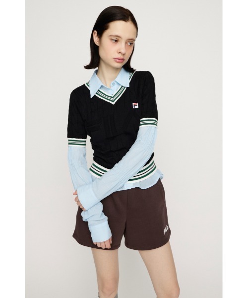 SLY(スライ)の「FILA x SLY CABLE KNIT TOPS フィラスライケーブルニットトップス 春服 夏服(ニット/セーター・レディース・ブラック/ネイビー/アイボリー・FREE)」の12枚目の写真