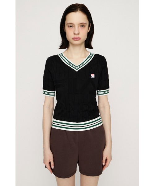 SLY(スライ)の「FILA x SLY CABLE KNIT TOPS フィラスライケーブルニットトップス 春服 夏服(ニット/セーター・レディース・ブラック/ネイビー/アイボリー・FREE)」の13枚目の写真